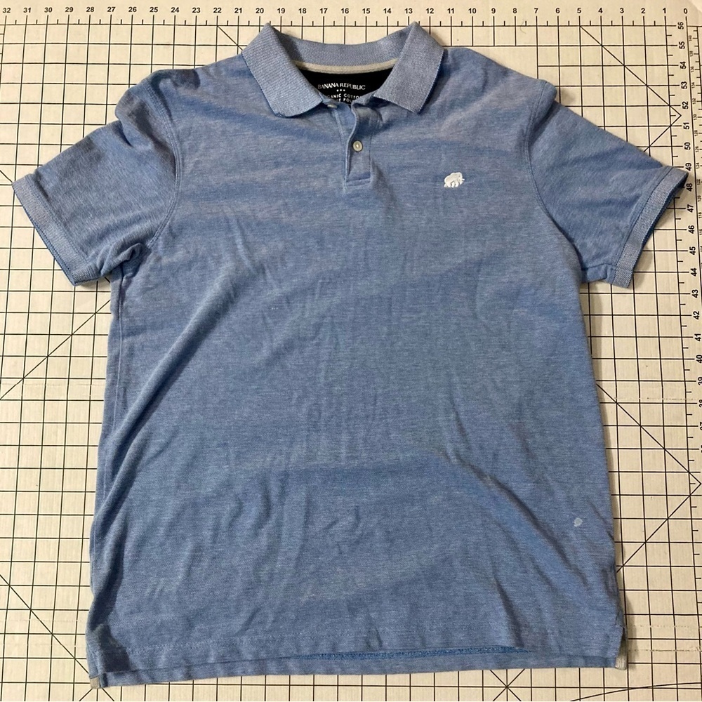 Banana Republic Men’s Size Large Blue Organic Cotton Pique Polo‎ Shirt